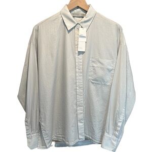 VINCE cotton-silk blend button down with split hem / Ice Blue / Medium